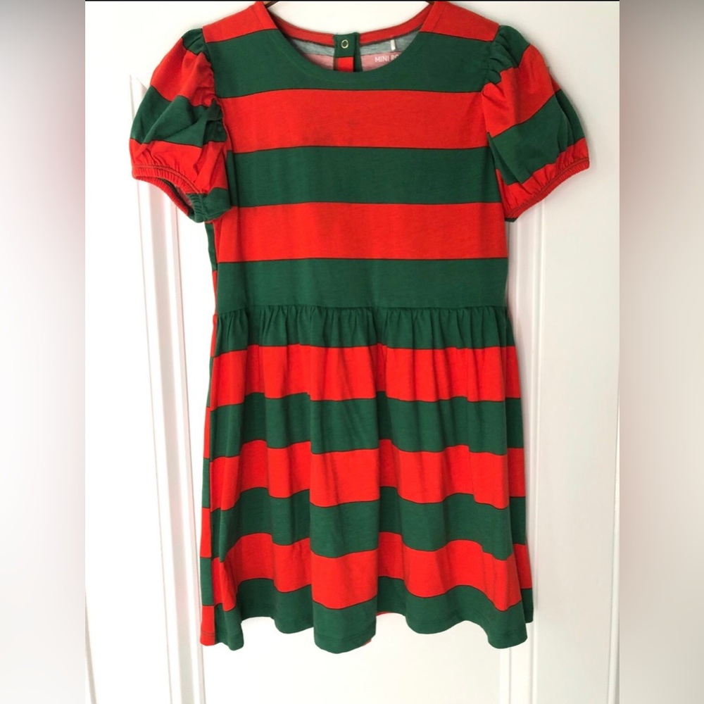 Mini rodini 140/146 dress red/green stripe
